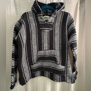 Black and White Striped Baja Hoodie